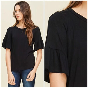 Boutique NWT Knit top with ruffle sleeve goth whisygoth minimalist casual